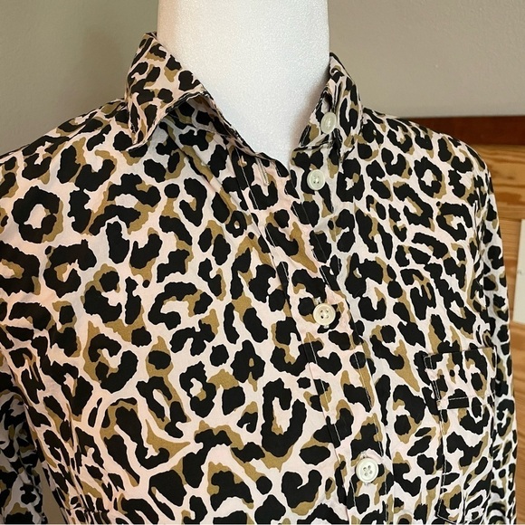 J. Crew Factory Leopard Button Up Cotton Poplin Top in Signature Fit Extra Small - Picture 5 of 9
